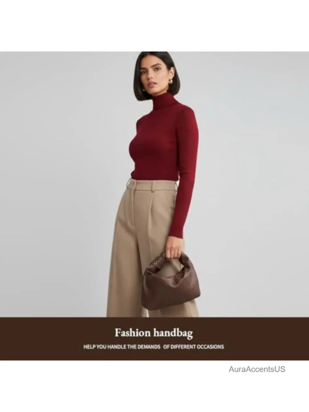 Faux Leather Woven Hobo Bag with Knot Strap Ruched Clutch Purse